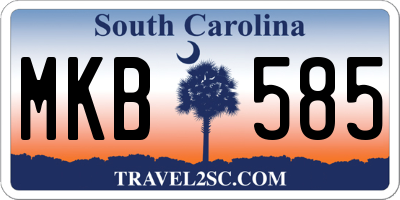 SC license plate MKB585