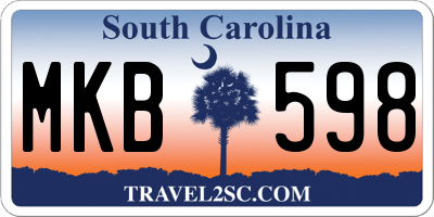 SC license plate MKB598