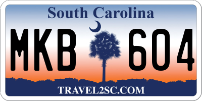 SC license plate MKB604