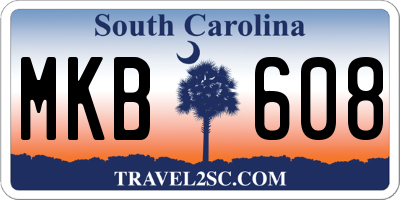 SC license plate MKB608