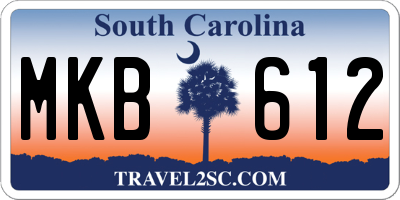 SC license plate MKB612
