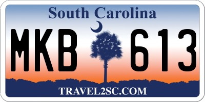 SC license plate MKB613