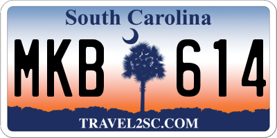 SC license plate MKB614
