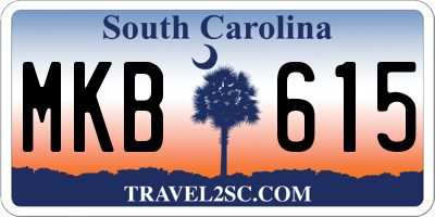 SC license plate MKB615