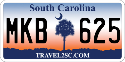 SC license plate MKB625