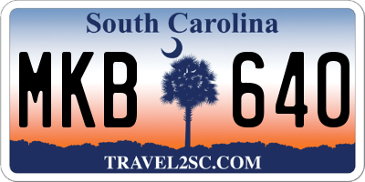 SC license plate MKB640