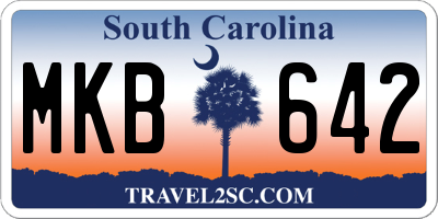 SC license plate MKB642
