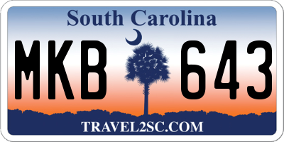 SC license plate MKB643