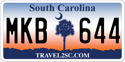 SC license plate MKB644