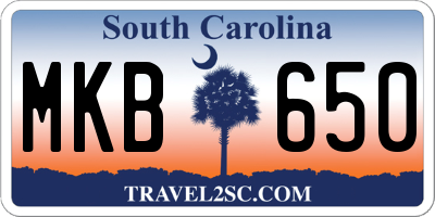 SC license plate MKB650