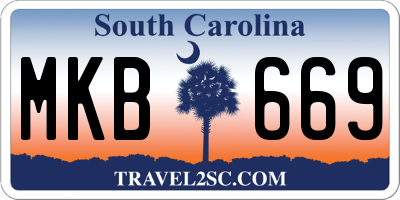 SC license plate MKB669