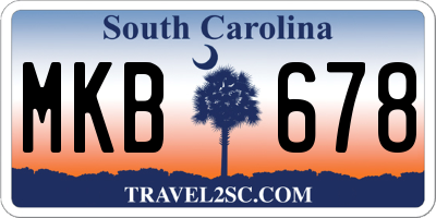 SC license plate MKB678