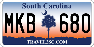 SC license plate MKB680