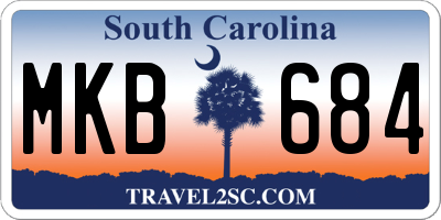 SC license plate MKB684