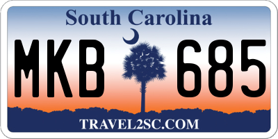 SC license plate MKB685