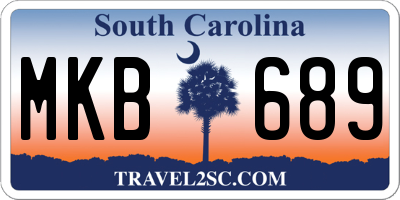 SC license plate MKB689