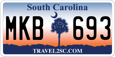 SC license plate MKB693