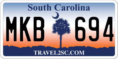 SC license plate MKB694