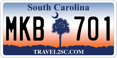 SC license plate MKB701