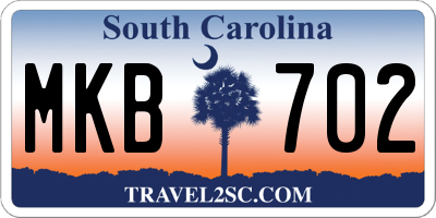 SC license plate MKB702