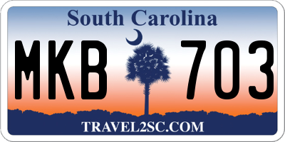 SC license plate MKB703