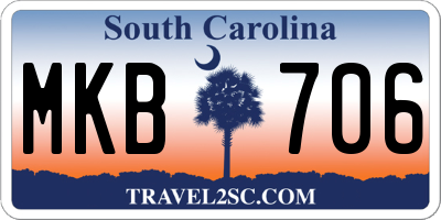 SC license plate MKB706