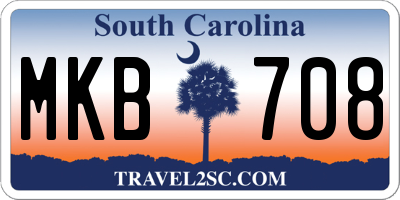 SC license plate MKB708