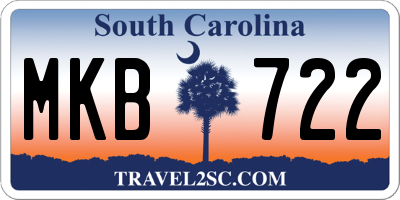 SC license plate MKB722