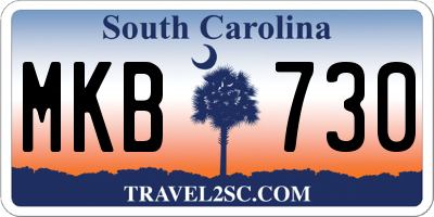 SC license plate MKB730