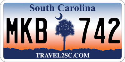 SC license plate MKB742