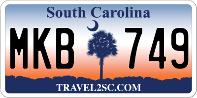 SC license plate MKB749