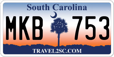 SC license plate MKB753