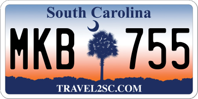 SC license plate MKB755