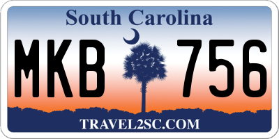 SC license plate MKB756