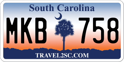 SC license plate MKB758