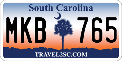 SC license plate MKB765