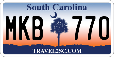 SC license plate MKB770