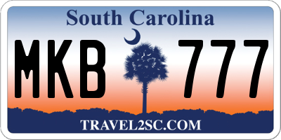 SC license plate MKB777