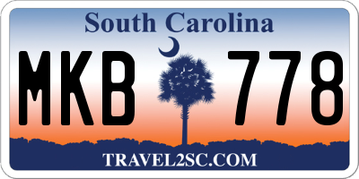 SC license plate MKB778