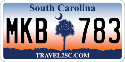 SC license plate MKB783