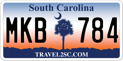 SC license plate MKB784