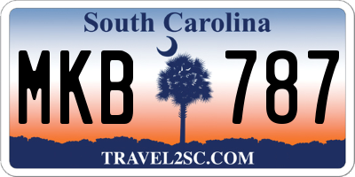 SC license plate MKB787