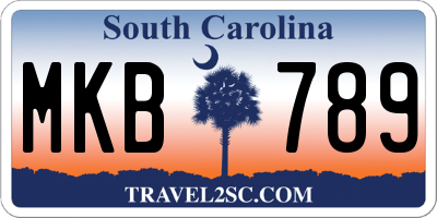 SC license plate MKB789