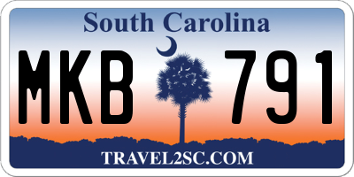 SC license plate MKB791