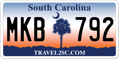 SC license plate MKB792