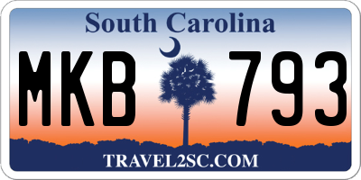 SC license plate MKB793