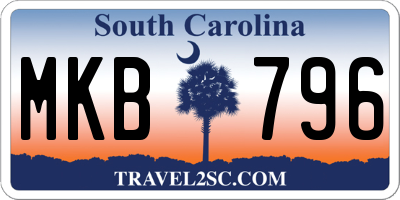 SC license plate MKB796