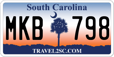 SC license plate MKB798