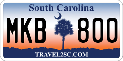 SC license plate MKB800