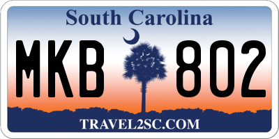 SC license plate MKB802